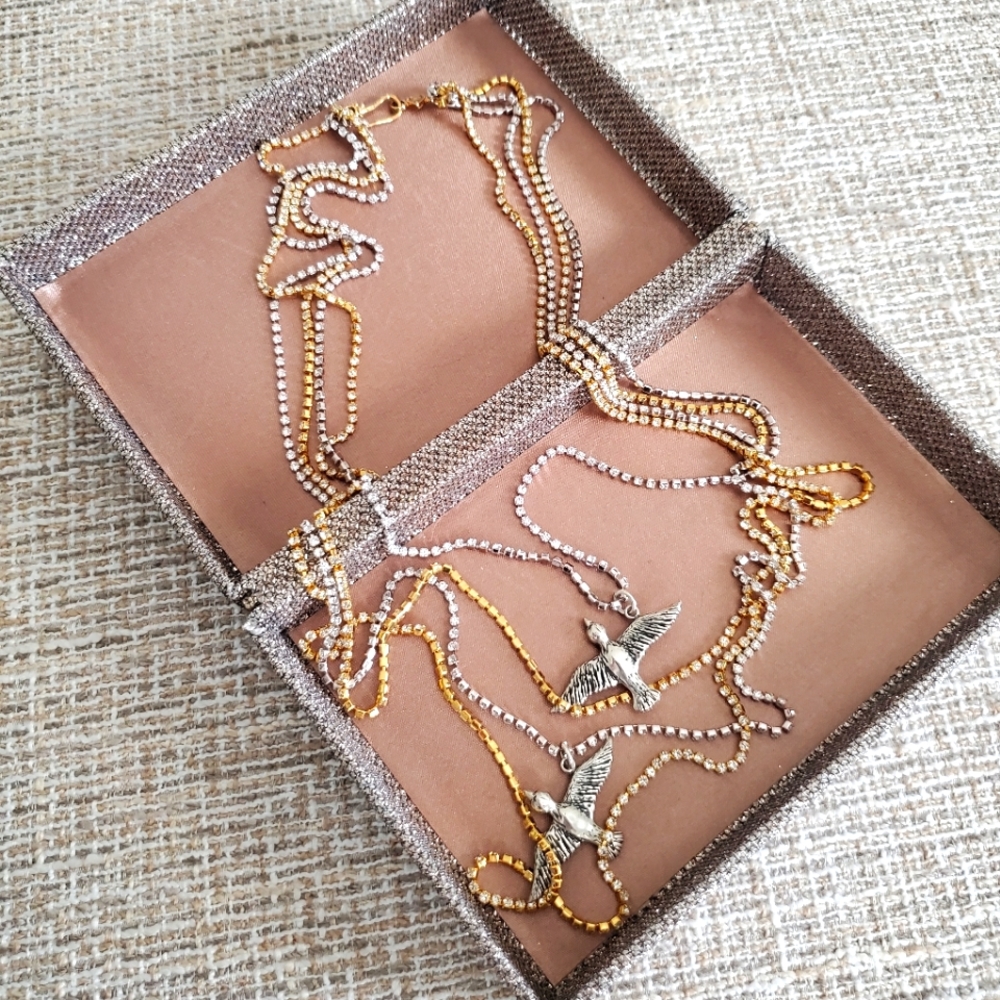 Chan Luu Gold Plated Sterling Silver Crystal Multi Strand Necklace - Picture 2 of 7